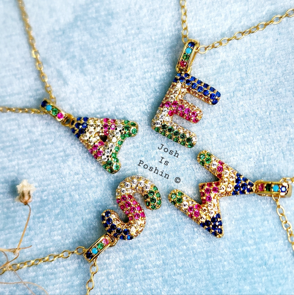 Letter pendant necklaces in 14K yellow gold over sterling silver
